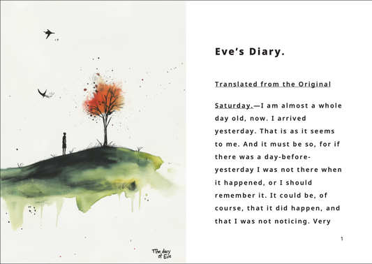 The beginning of the book "Eve's Diary" by Mark Twain.