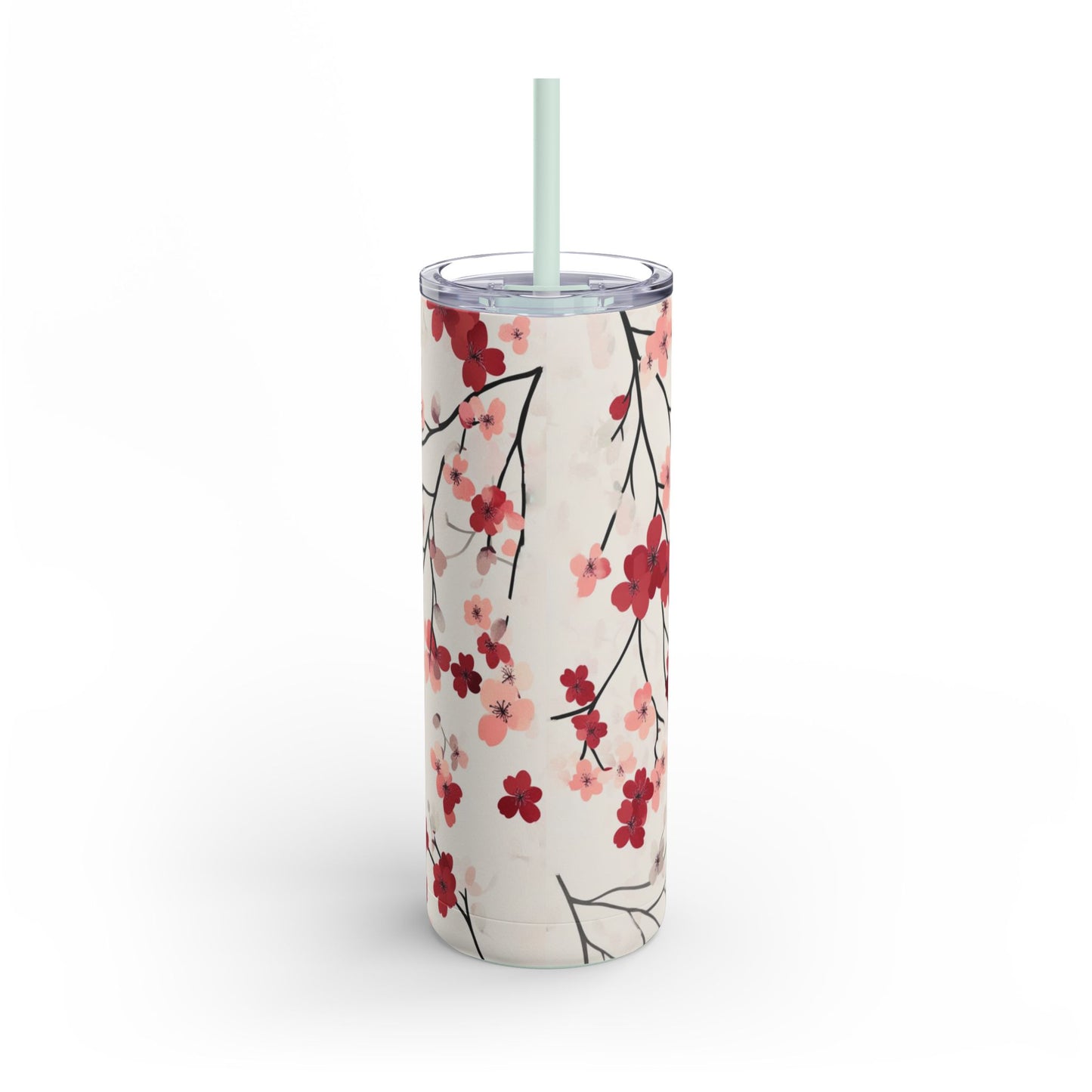 "Cherry Blossoms Skinny Tumbler with a minimalist back design and a smooth, glossy finish. Elegant and functional."