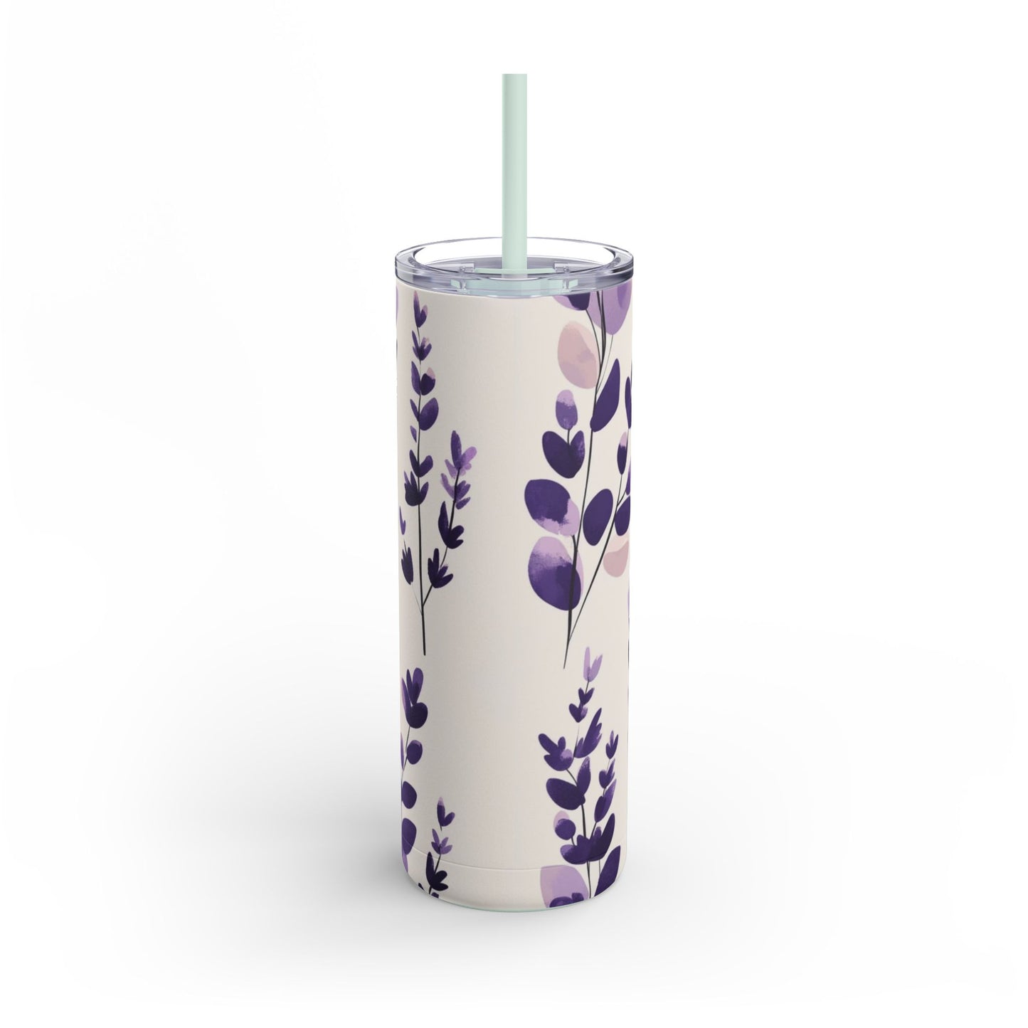 "Lavender Skinny Tumbler with a minimalist back design and a smooth, glossy finish. Elegant and functional."