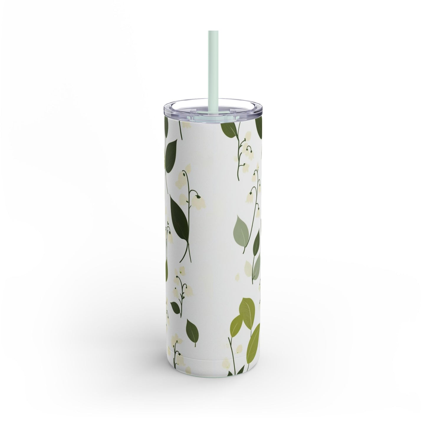 "Lily of the Valley Skinny Tumbler with a minimalist back design and a smooth, glossy finish. Elegant and functional."