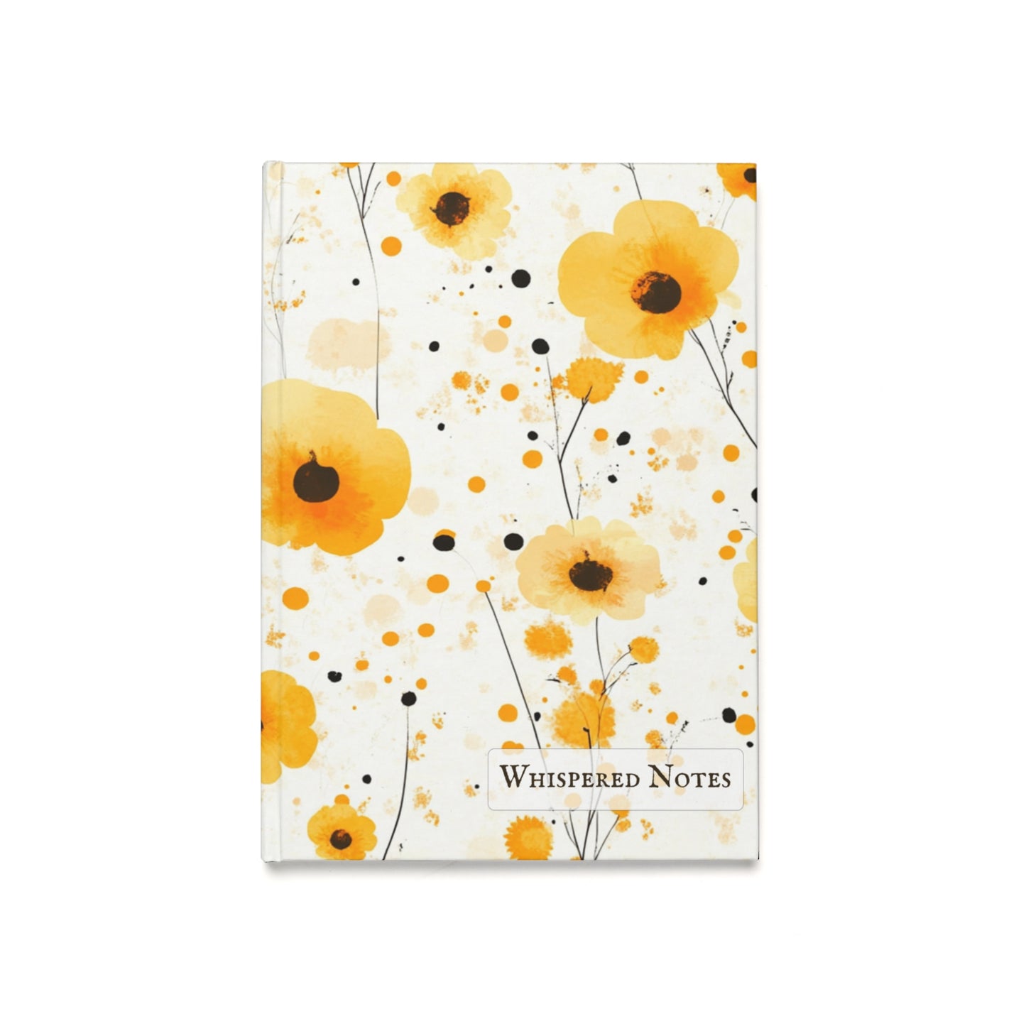 "Floral hardcover notebook with a vibrant yellow design. Aesthetic and practical, perfect for everyday writing and organization."