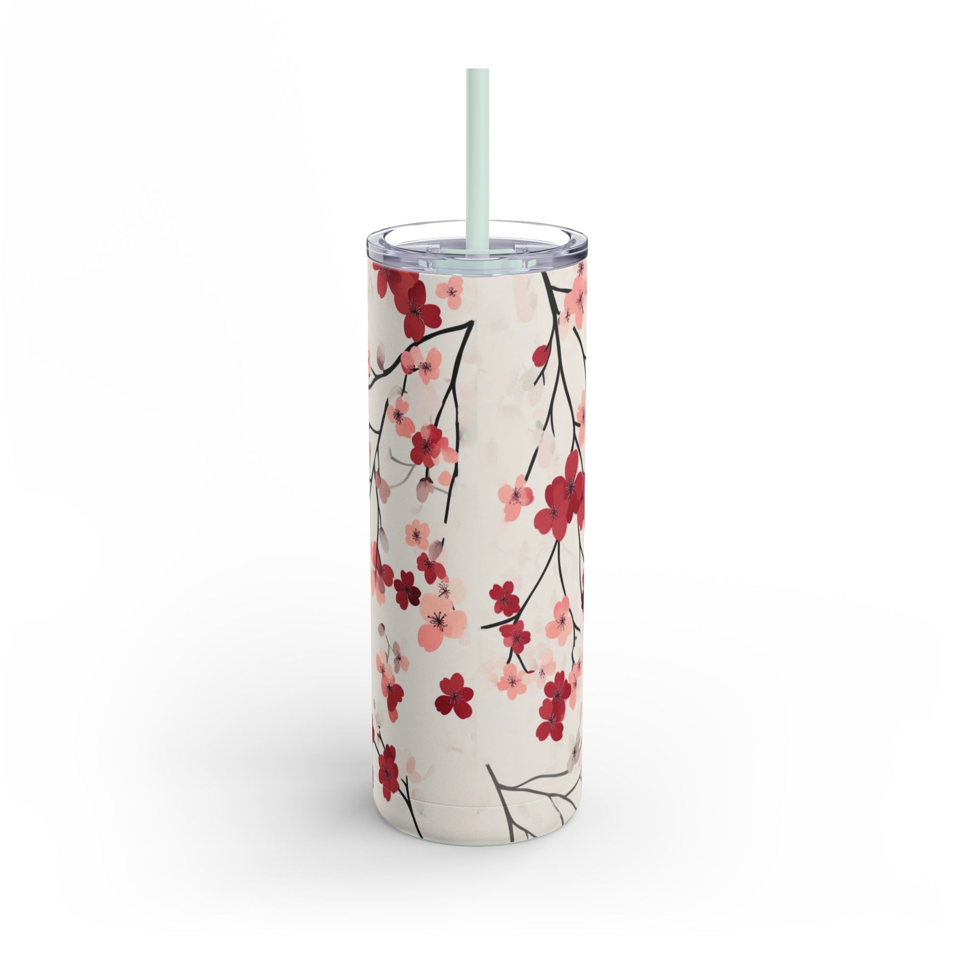 "Cherry Blossoms Skinny Tumbler with a minimalist back design and a smooth, glossy finish. Elegant and functional."