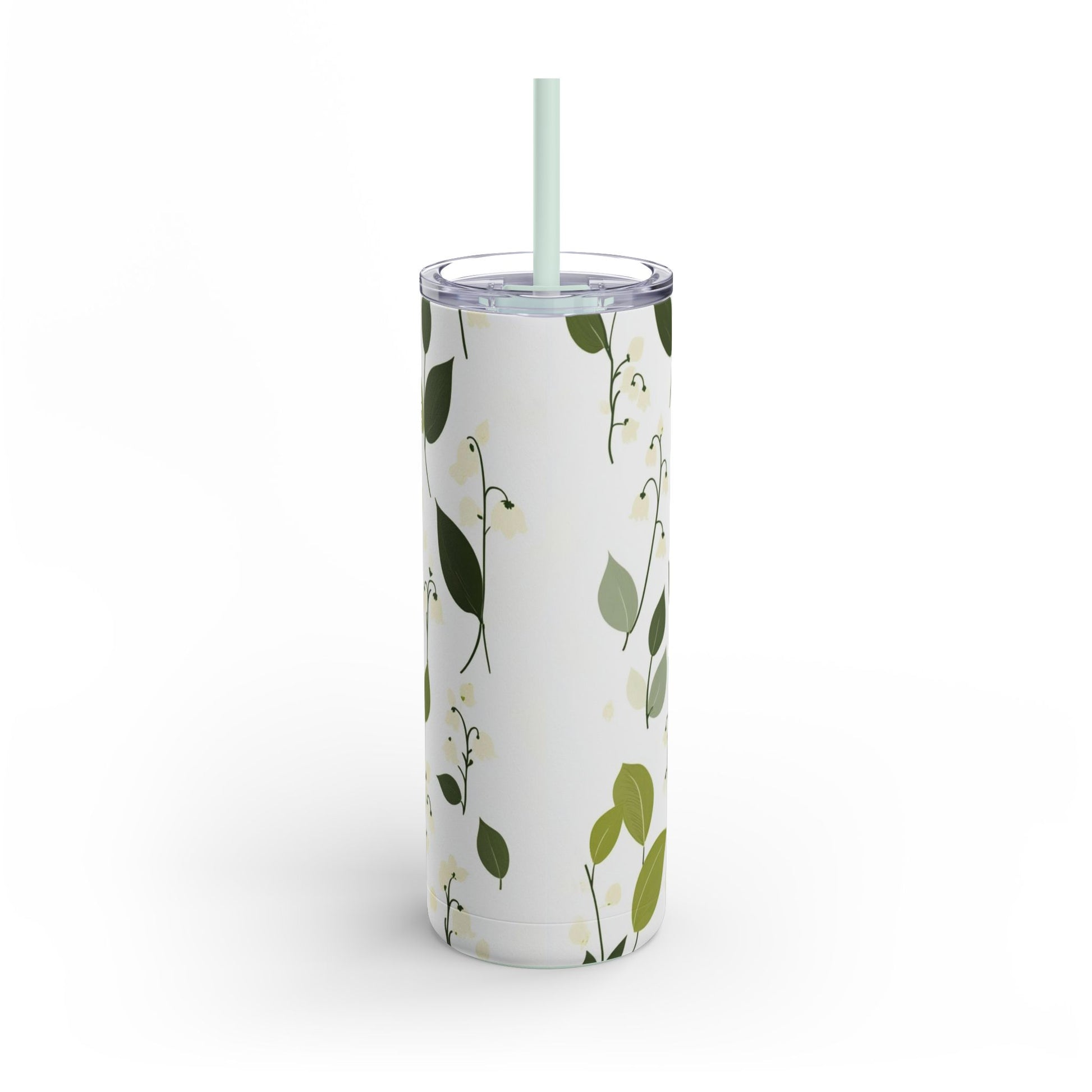 "Lily of the Valley Skinny Tumbler with a minimalist back design and a smooth, glossy finish. Elegant and functional."