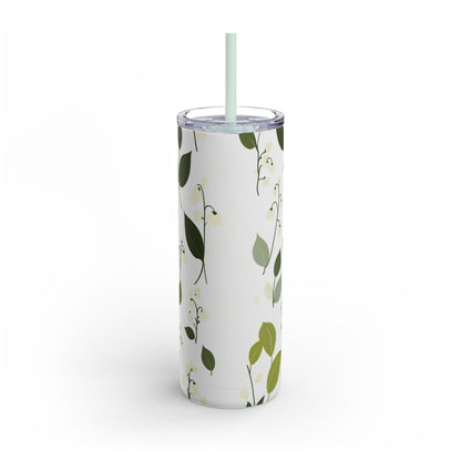 "Lily of the Valley Skinny Tumbler with a minimalist back design and a smooth, glossy finish. Elegant and functional."