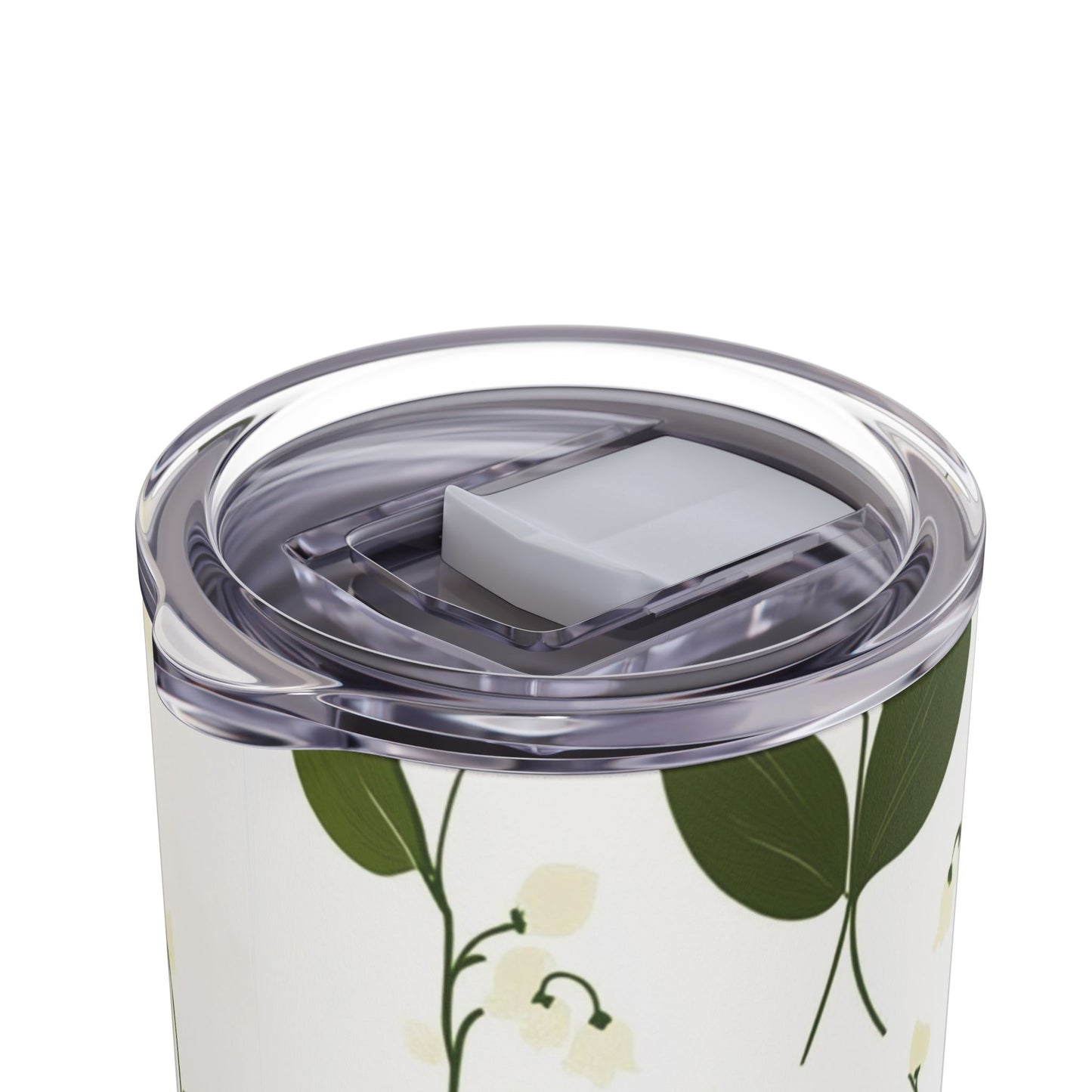 "Lily of the Valley Skinny Tumbler with a secure spill-proof lid and double-wall insulation. Keeps beverages at the ideal temperature for hours."