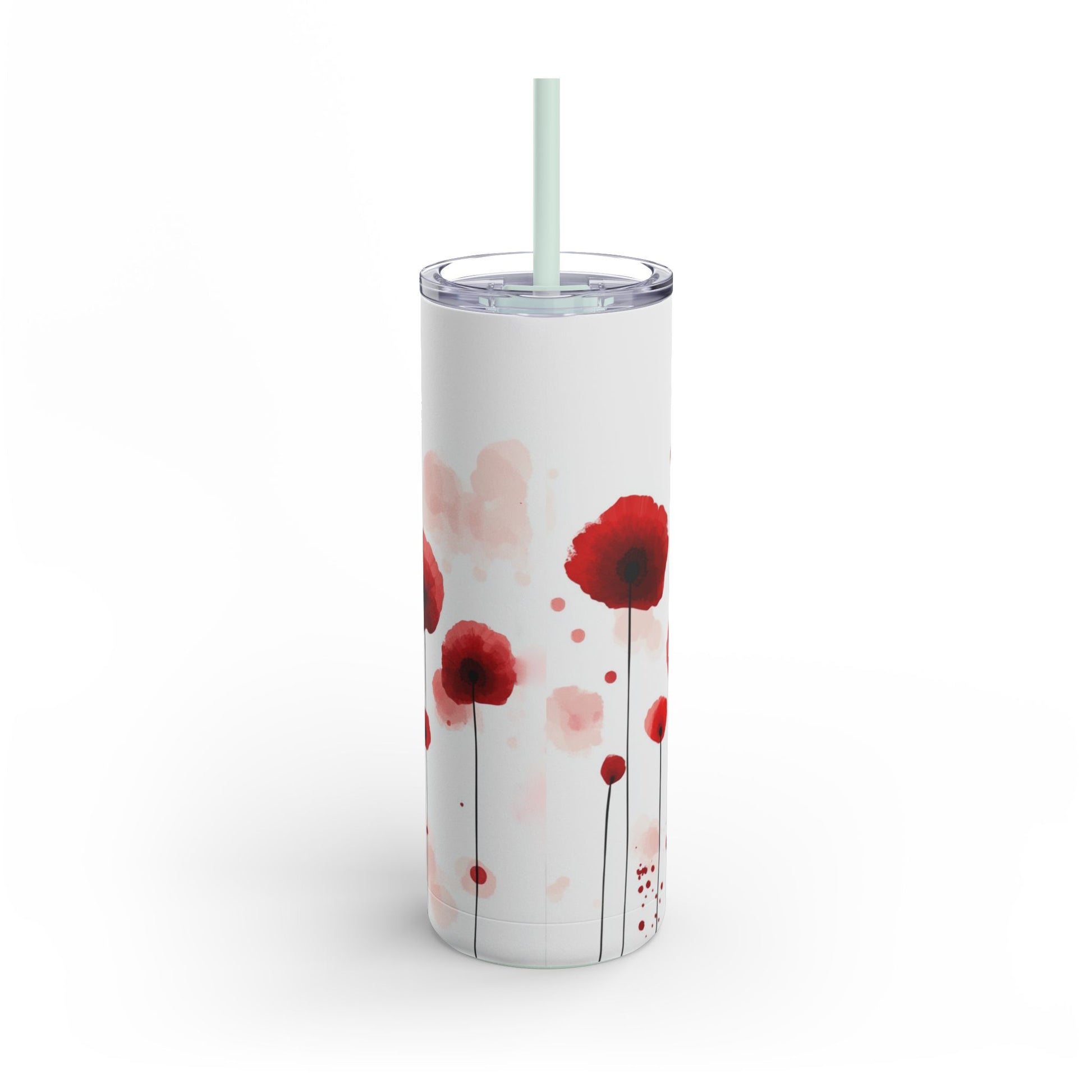 "Poppies Skinny Tumbler with a minimalist back design and a smooth, glossy finish. Elegant and functional."