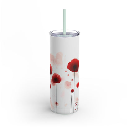 "Poppies Skinny Tumbler with a minimalist back design and a smooth, glossy finish. Elegant and functional."