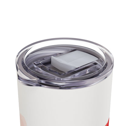 "Poppies Skinny Tumbler with a secure spill-proof lid and double-wall insulation. Keeps beverages at the ideal temperature for hours."