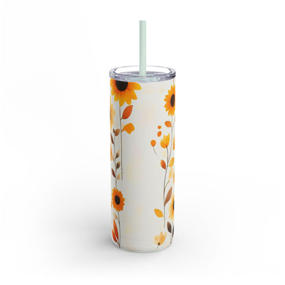 "Sunflower Skinny Tumbler with a minimalist back design and a smooth, glossy finish. Elegant and functional."